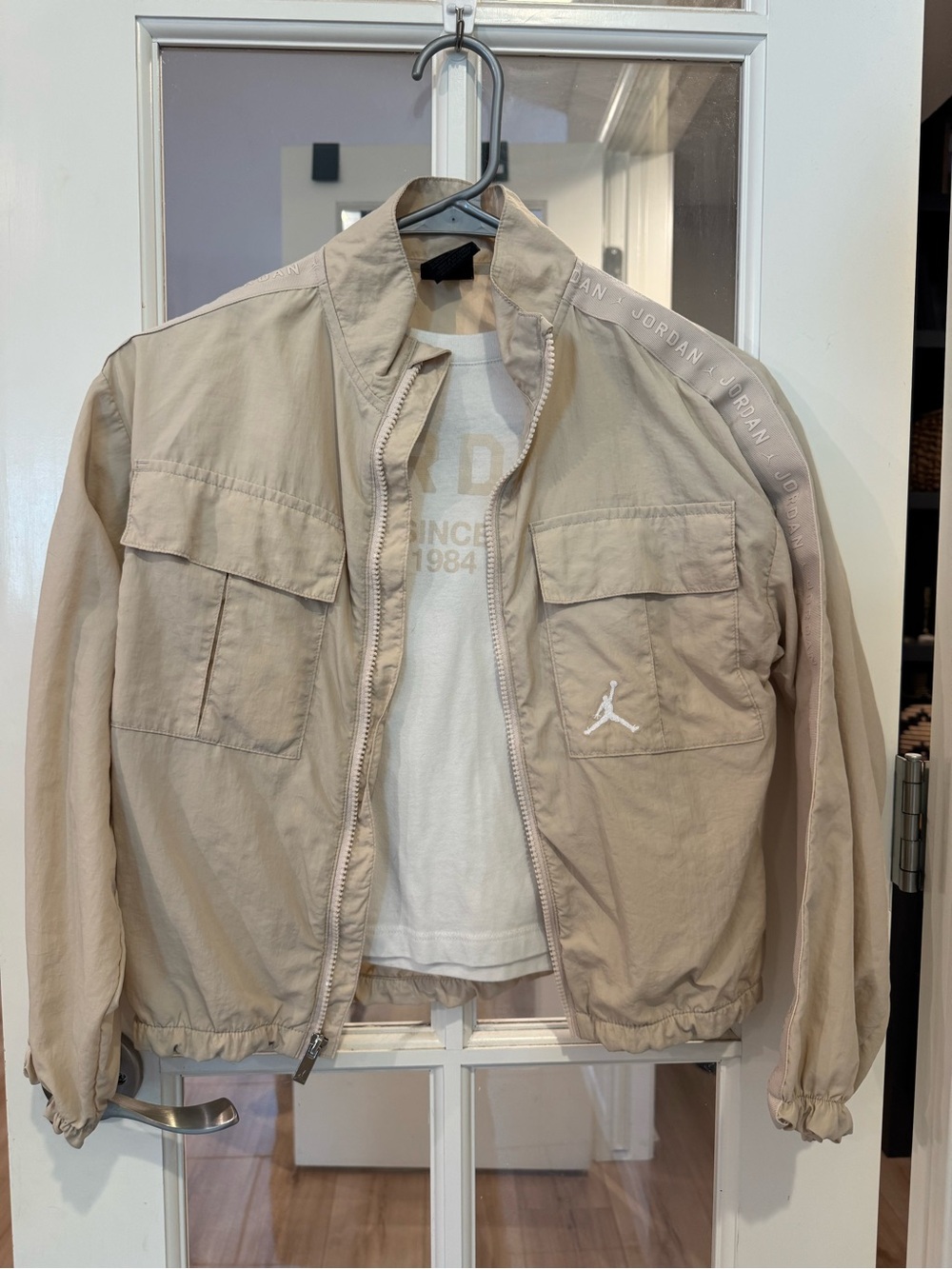 Jordan Beige Lightweight Kids Jacket and Pants set with Subtle Logo